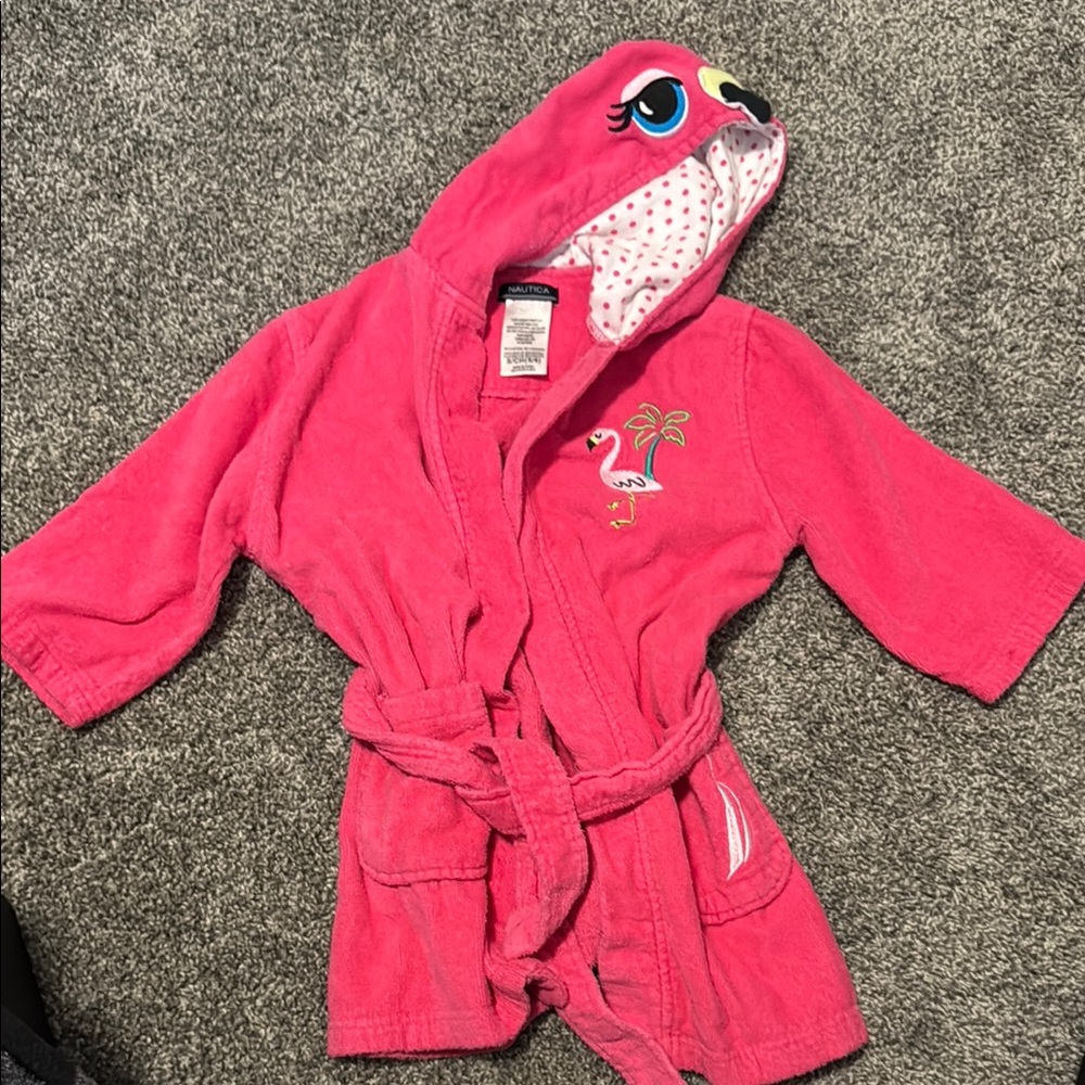 Nautica Pink Plush Pajama Robe with Animal Hood